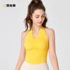 Top de Yoga Halter Neck Costas Nuas Estilo Europeu e Americano Hot Girl Personalizado com Bojos Fixos, Costas Bonitas, Sensação de Pele Nua, Regata Esportiva Justa para Mulheres Usarem Fora