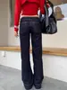 Jeans Reto de Cintura Baixa com Botão Duplo Estilo Retro Americano para Mulheres, Novo Estilo Primavera/Verão, Corte Slim, Que Valoriza a Altura, Emagrecimento, Calça Ligeiramente Flare