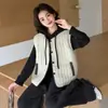 Conjunto de Tres Piezas para Niña de Otoño/Invierno: Chaleco Acolchado Grueso Elegante y Pantalones de Pierna Ancha
