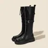 Botas Longas Marrons Chuyuji para Mulheres, Botas de Equitação, Novo Estilo Britânico Outono 2026 Maillard Slim Botas Longas de Cano Alto