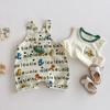Conjunto de Dinosaurio para Niños 2026 Nuevo Verano Estilo Coreano Chaleco de Dibujos Animados para Niños Monos con Estampado Completo Modernos