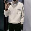 Sudadera de Patchwork Rayada Pesada Falsa de Dos Piezas para Hombre, Sudadera Casual Holgada de Moda, Elegante Sudadera Coreana con Cuello de Solapa para Hombre
