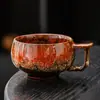 Taza de leche con acabado cerámico esmaltado en horno, taza de café vintage con asa única, taza de desayuno para el hogar, taza de té creativa
