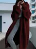 Suéter Novo Transfronteiriço Europeu e Americano Cor Sólida Tricotado Casual Cardigan de Manga Longa Jaqueta de Bolso Solta de Comprimento Médio Transfronteiriça para Mulheres