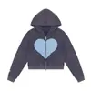 Cárdigan con Cremallera Patchwork en Forma de Corazón Creativo de Comercio Exterior Europeo y Americano Chaqueta Casual de Manga Larga Sudadera Unisex Moda Urbana