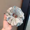 Goma para el pelo rizada con borde floral estilo coreano, de doble capa, plisada, accesorio para el pelo femenino, adorno para moño