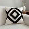 Funda de Cojín Bordada con Patrón Geométrico Estilo Minimalista Moderno de Lujo Ligero de Gama Alta para Decoración de Sofá de Sala de Estar y Dormitorio