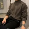 Suéter de gola alta parcial, leve e de luxo, estilo coreano para homens, coleção outono/inverno, marca da moda, tricô grosso, estilo casual, perfeito como camada base