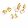 Brincos de Pérola Transfronteiriços Femininos Design de Nicho Sentido Avançado Joia Pingente Banhado a Ouro Verdadeiro 18k Aço Titânio Par de Brincos