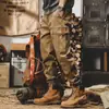Macacão retrô estilo americano outono solto reto plus size calças casuais masculinas moda marca calça de pernas largas homens