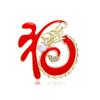 Vermelho nacional moda Zodíaco dragão ano broche criativo fu personagem pin ano de nascimento emblema festivo estilo chinês high-end corpete