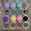 Pente Fofo Colorido Macaron com Espelho Macio, Pente de Massagem Mini Portátil, Pente Simples com Airbag