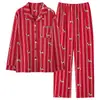 Pijama Festivo Rojo de Algodón Puro para Mujer, Rojo Grande, Boda, Año del Rata, Cárdigan de Manga Larga, Ropa para el Hogar, Conjunto de Algodón Cómodo y Transpirable
