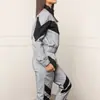 Conjunto Casual Esportivo de Rua com Costura Solta, Brilhante e Refletivo, Tamanho Grande, Outono e Inverno, Comércio Exterior Europeu e Americano, para Mulheres