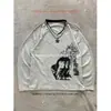 Camiseta de manga larga estilo americano transfronteriza europea y americana, top oscuro retro y2k estampado, atuendo de moda gótica de alta calle, ins