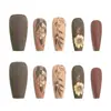 Akinori Flor de Castanha Unhas Vestíveis de Alta Qualidade com Aparência Elegante em Tom Branco e Design Versátil 30 unidades de Unhas Vestíveis
