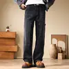 Ropa Popular para Hombre / Jeans de Trabajo Vintage para Hombre, Pantalones Rectos de Retazos de Ajuste Holgado de Peso Pesado, Pantalones Largos de Marca Moderna, Corte Recto Adelgazante
