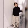 [Em estoque] Suéter infantil masculino de cor sólida com gola alta e elástico casaco de inverno infantil tricô espesso para bebês meninas