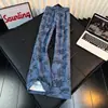 Pantalones Casuales Estampado Completo Graffiti Transversal para Hombre Otoño Holgados con Cordón Pierna Ancha Cintura Alta Pierna Recta Micro Acampanados