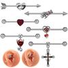 Gabe Cross Clavo para Hueso de la Oreja Puente de la Oreja Acero Inoxidable Clavo para la Oreja Forma de Corazón Barra Larga para la Oreja Acero Inoxidable Joyería para la Oreja Fábrica Punto
