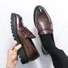 Zapatos Casuales de Cuero de Talla Grande 46 con Suela Gruesa para Aumentar Altura para Hombres, Estilo Coreano Loafers Británicos Slip-On, Transpirables y Antideslizantes