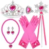 Conjunto Varinha Mágica Coroa Congelada Acessórios de Cabeça Infantil Amor Elsa Luvas de Princesa Colar Anel Brincos Varinha