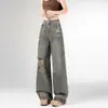 Jeans Rectos Desgastados Retro para Mujer Primavera 2025 Nuevo talla extra chica gordita Adelgazantes Sueltos de Cintura Alta Pierna Ancha
