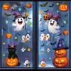 Decoraciones de Halloween: telaraña, pegatinas electrostáticas de fantasmas, arreglo de escena para ventana de centro comercial, calabaza, murciélago, pegatinas de cristal