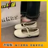 Zapatos Planos de Punta Redonda para Mujer 2025 Verano Nuevos Estilo Coreano Estilo de Noche con Falda y Velcro Zapatos Mary Jane para Mujer