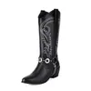 24 Otoño Invierno Nuevas Botas Vaqueras para Mujer Botas de Mezclilla Transfronterizas 4 Colores Disponibles 36-43 Botas de Jinete Retro