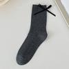 Meias de Ballet para Mulheres, Estilo Coreano, com Laço 3D no Calcanhar, Meias de Comprimento Médio, Meias Finas de Verão Empilhadas de Ponto Duplo