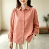 2026 Camisa Nueva de Doble Capa Primavera/Otoño Color Sólido Manga Larga Suave Adelgazante Holgada Cardigan Superior Moda Versátil