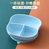 Prato de silicone infantil com ventosa grande, prato de jantar de peça única para comida complementar, prato dividido, tigela de arroz infantil de desenho animado, atacado