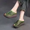 Estilo Étnico Retrô Sola Grossa Respirável Moda Versátil Verão 2025 Novo Roupa Externa Recorte Floral Chinelos
