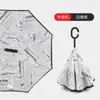 Paraguas Invertido Automático de Doble Capa con Mango Largo para Hombres y Mujeres, Protección Solar, Lluvia o Sol, Parasol Grande de Doble Capa Resistente al Viento para Montar en el Coche