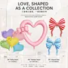 Globos de Amazon estilo ins de 46 pulgadas, huecos, con forma de corazón grande, con lazo y rayas, para fiestas de cumpleaños, bodas y declaraciones de amor