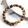 Beibeifu Cristal Ojo de Tigre Amarillo Natural Cuentas Redondas Pulsera Facetada Piedra Ojo de Tigre Amarillo Cuerda de Mano Facetada Mayoreo