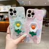 Capa de Celular Estilo Fresco e Simples para Samsung S25Ultra, A73, A23 com Suporte de Flor, Capa Macia Criativa para A03S, Versão de Exportação
