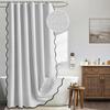Cortinas de Chuveiro de Cor Sólida de Linho Sintético com Borda Ondulada Preta, Cortinas Impermeáveis para Banheiro e Cortinas Divisórias de Banheiro - Modelos Transfronteiriços Novos Cuidadosamente Selecionados