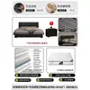 Cama estilo italiano em couro preto com estofamento segmentado em listras verticais, apresentando acabamento em couro Nappa, bordas niveladas e uma estrutura de piso, adequada para o quarto principal ou secundário