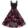 9296# Real Shot Amazon Explosions Vestido estilo Hepburn retrô europeu e americano sem mangas estampado