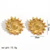 Brincos de Aço Inoxidável Série Flores Estilo Ins para Mulheres, Elegantes e de Alto Padrão, Não Desbotam, Brincos de Aço Titânio Banhados a Ouro 18K