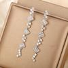 Brincos Longos com Franjas Quadrados de Zircônia Microincrustada Xuping Jewelry Leve Luxo High-end Niche Brincos Brincos