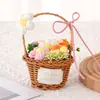 Flor de Hilo Tejido Flor Pomposa Cesta Pequeña de Flores Caja de Regalo Recuerdo Ramo Pequeño Decoración Día de San Valentín Transfronterizo Flores Artificiales para Maestros