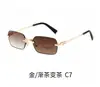 Gafas de sol fotocromáticas sin montura con un look sofisticado, montura estrecha, forma cuadrada pequeña, bloqueo de luz azul, protección UV
