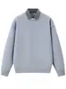 Novo suéter de tricô falso de duas peças para comércio exterior transfronteiriço com gola virada, jaqueta suéter polo de textura vintage pesada para homens, suéter de tricô