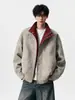 Chaqueta de cuero PU tie-dye mate con cuello alto para hombre, primavera y otoño, color block, chaqueta de cuero impermeable, top chaqueta suelto fresco y casual para hombre