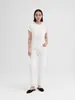 Warren Hailong Sst008 Moda Femenina de Principios de Primavera Color Sólido Algodón Pima Ajustada Cuello Redondo Manga Corta Camiseta para Mujer