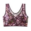 Sujetador de Botones Frontales Estilo Mamá para Mujer, Estampado, Sin Varillas, Push-Up, Transpirable, Copa Fija, Estilo Camiseta sin Mangas, Tallas Grandes