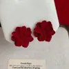 Aretes de Flor Roja, Aretes de Celebridad de Internet de Alta Gama, Nuevo Estilo Caliente 2025, Elegantes a la Moda, Aretes Festivos Borgoña